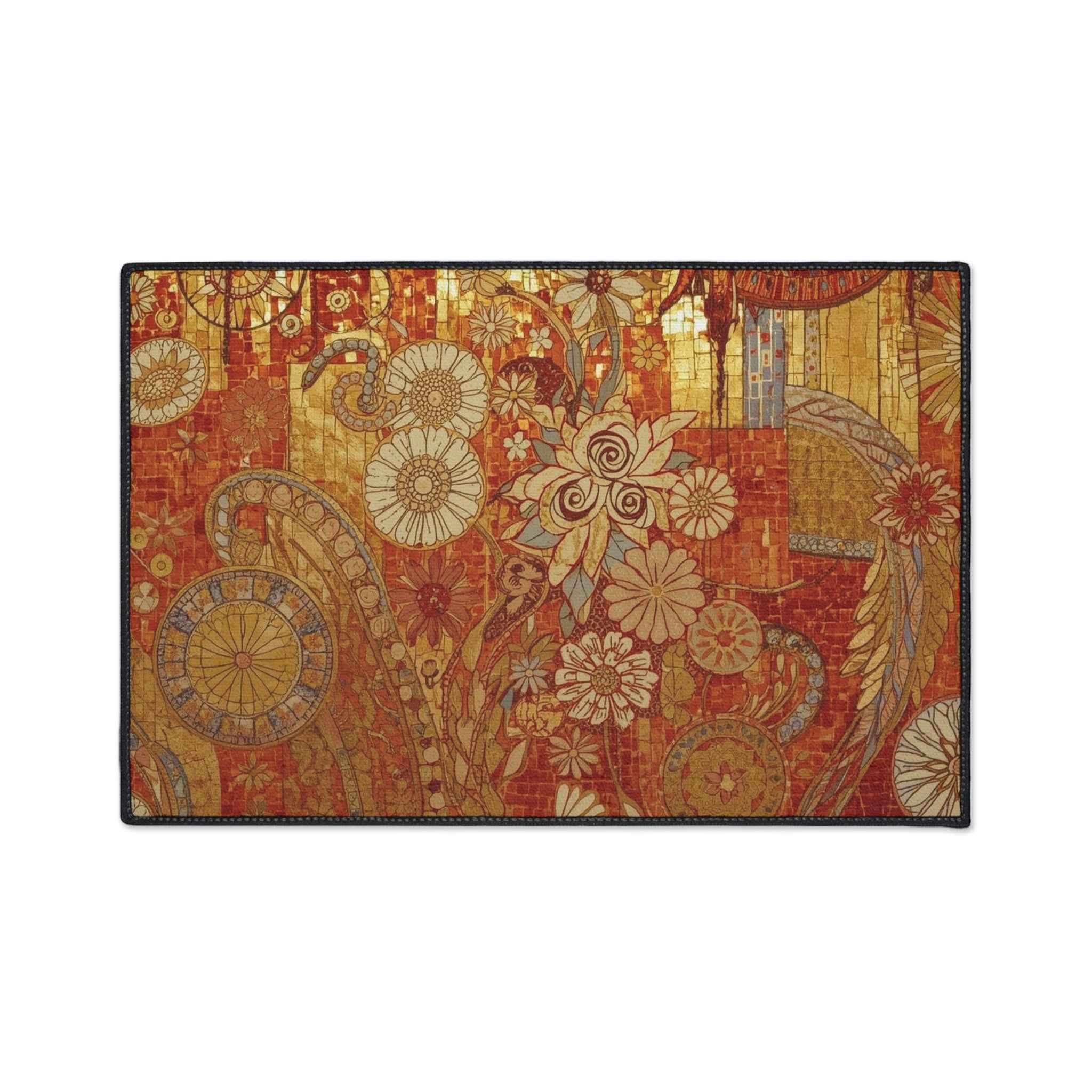 Stylish Heavy Duty Floor Mat with Floral Design - Durable Indoor/Outdoor Rug